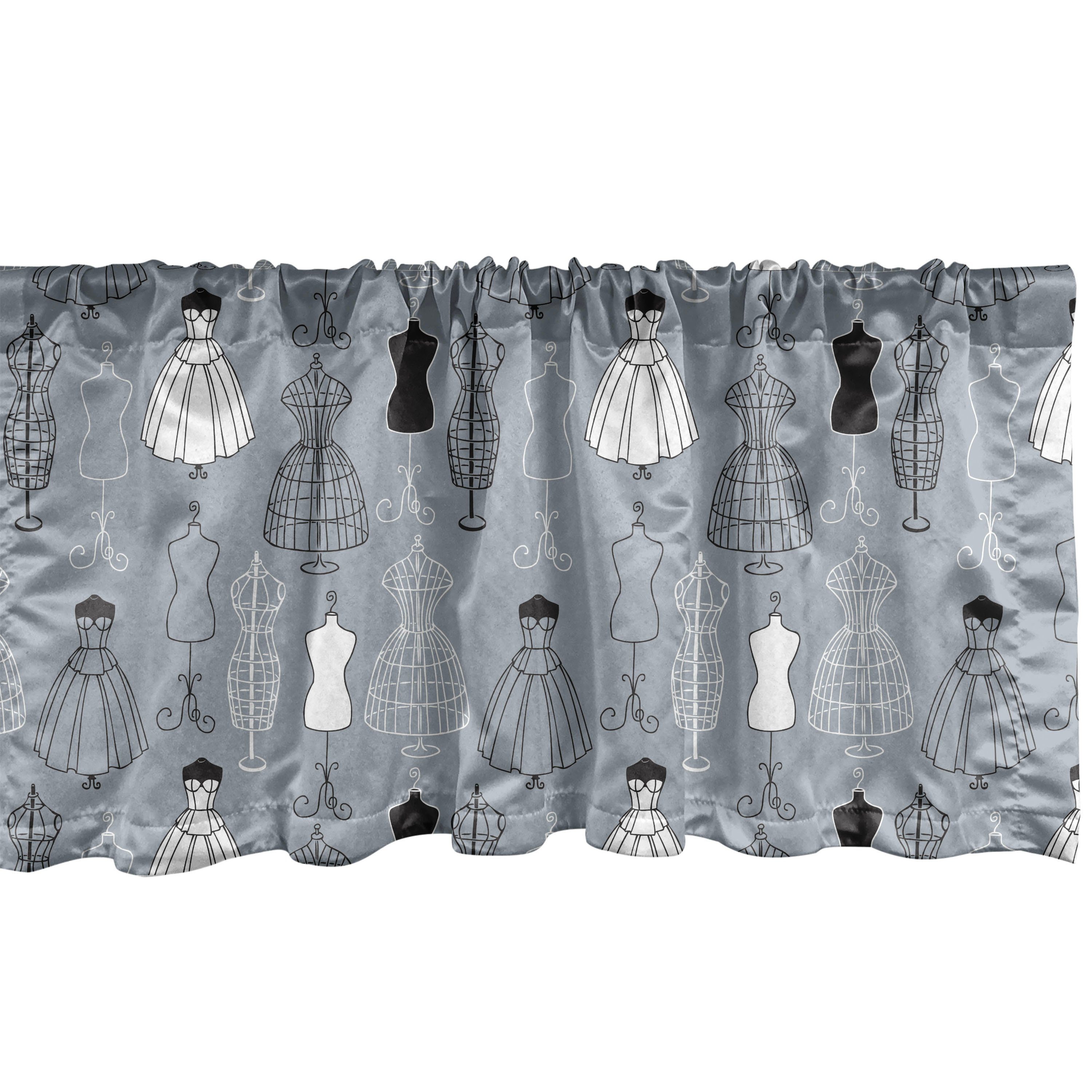 Scheibengardine Vorhang Volant für Küche Schlafzimmer Dekor mit Stangentasche, Abakuhaus, Microfaser, Mode Haute Couture Atelier Kunst