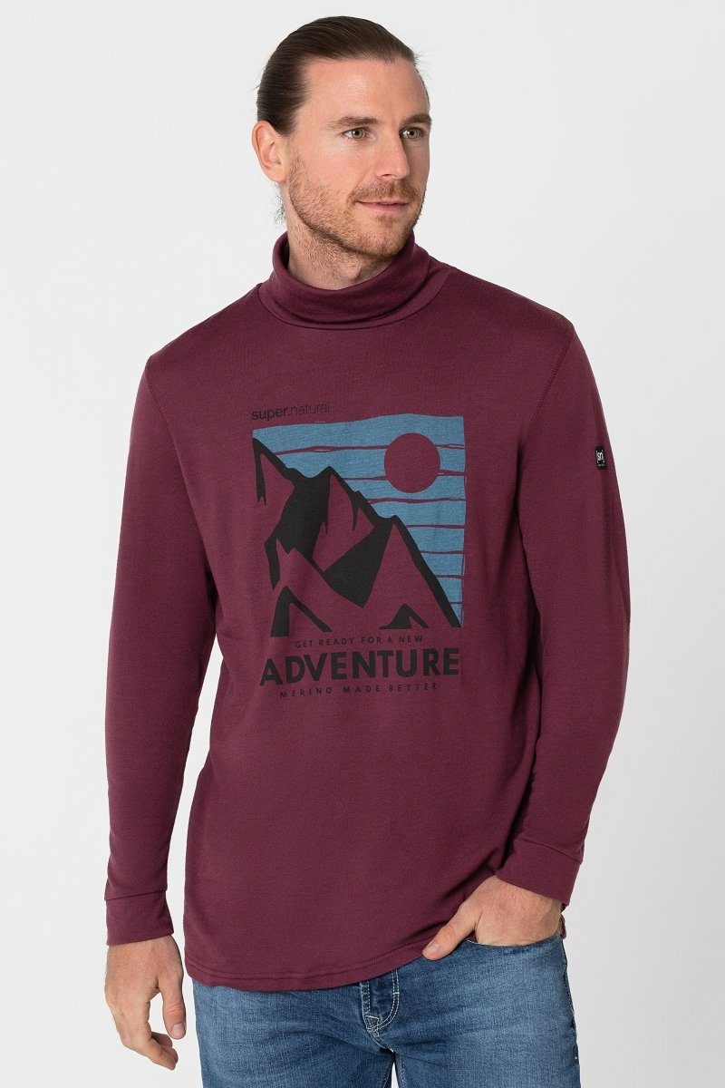 SUPER.NATURAL Rollkragenpullover Merino Pullover M ADVENTURE TURTLE angenehmer Merino-Materialmix