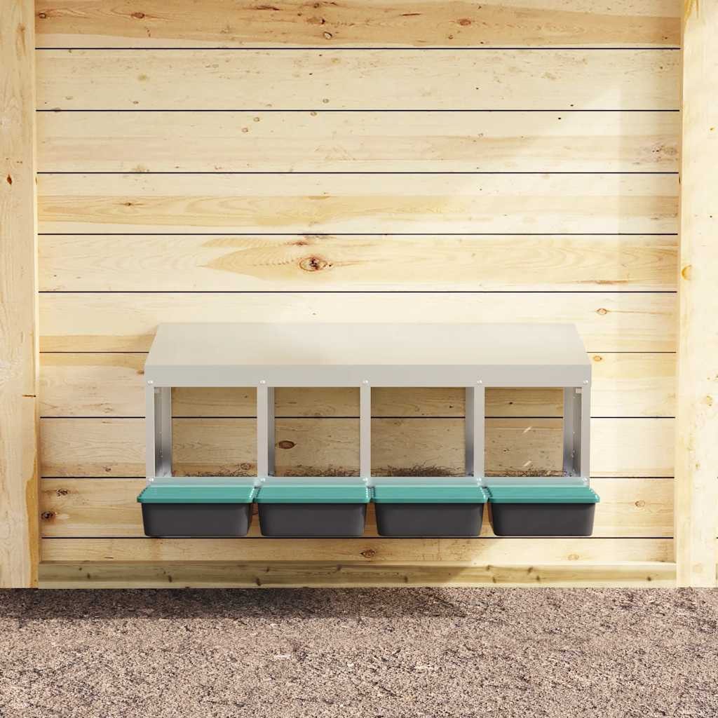 vidaXL Hühnerstall 106 x 50 x 46 cm Hühner-Nistkasten 4 Fächer Wandmontage Verzinkter Sta