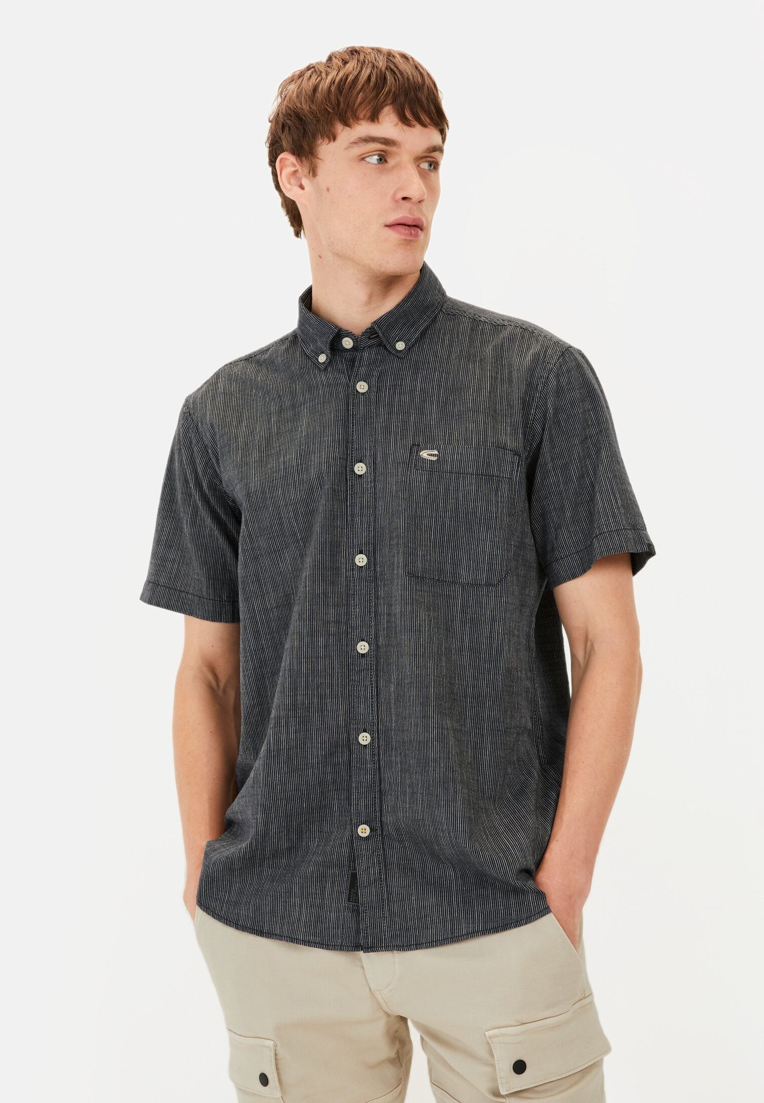 camel active Kurzarmhemd mit Button-Down-Kragen und günstig online kaufen