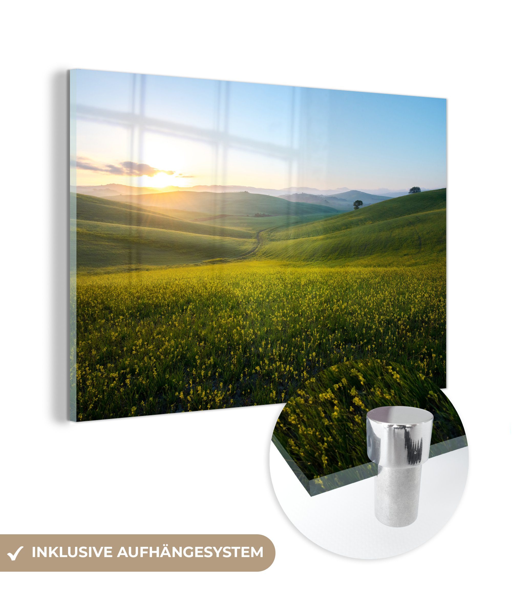 MuchoWow Acrylglasbild Wiese in Italien, (1 St), Acrylglasbilder Wohnzimmer & Schlafzimmer