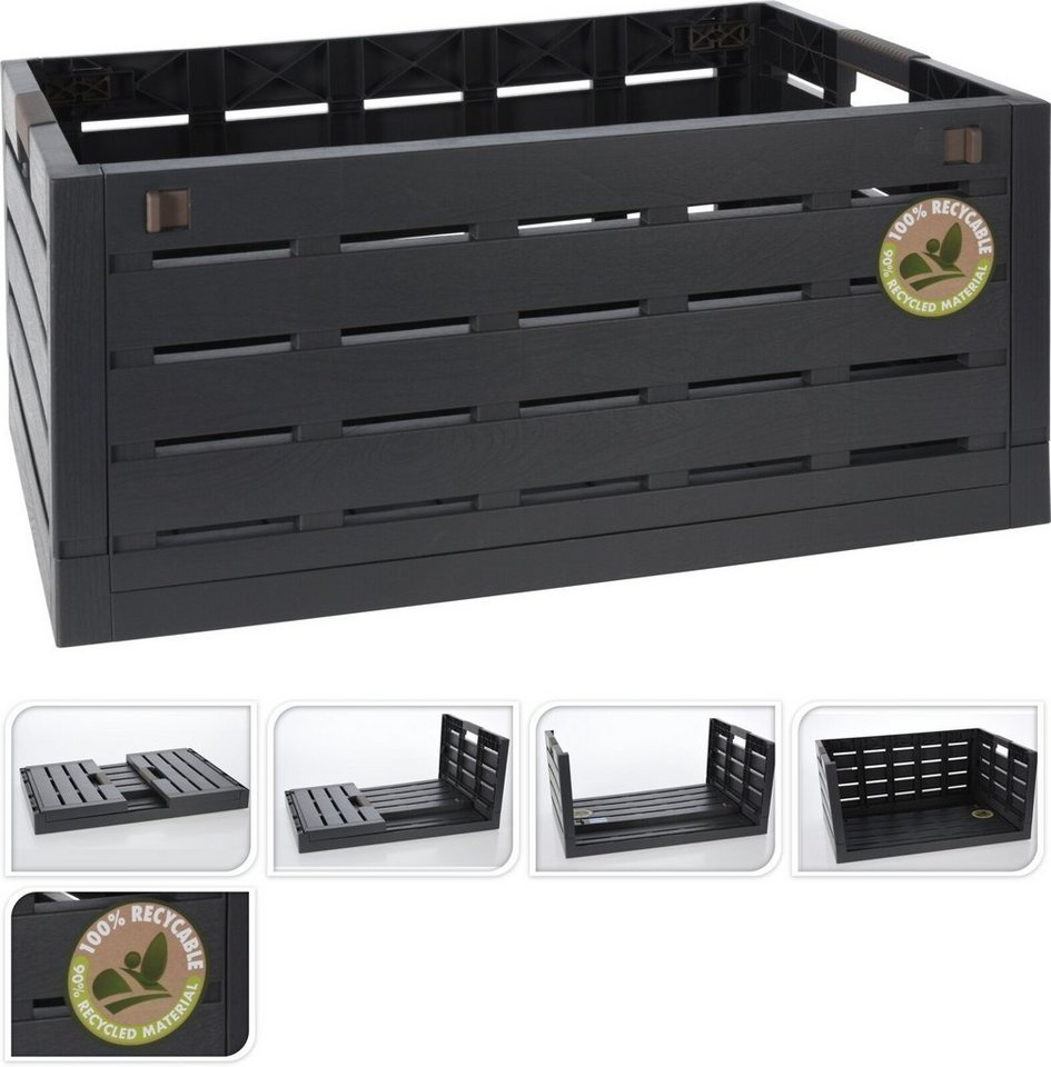 Thumbnail - Koopman Klappbox Einkaufskiste Autobox 60 Liter Klappkiste Faltkiste 50 KG 59x38x28 cm, Anthrazit, Kunststoff, Klappbar,...