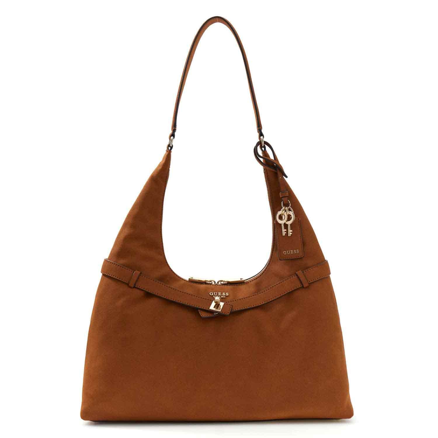Guess Umhängetasche GUESS Umhängetasche Ella Hobo Cognac (1, 1-tlg., 1)