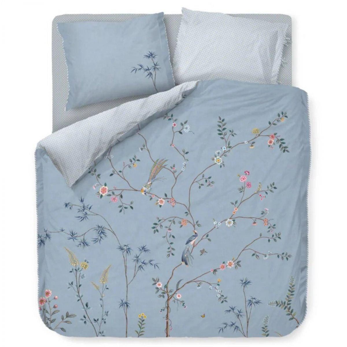 PiP Studio Bettwäsche Bettwäsche-Set Bamboo Blossom Light Blue (155x220cm)