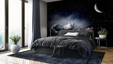 wandmotiv24 Fototapete Himmel Nacht Mond Sternen Wolken, glatt, Wandtapete, Motivtapete, matt, Vliestapete
