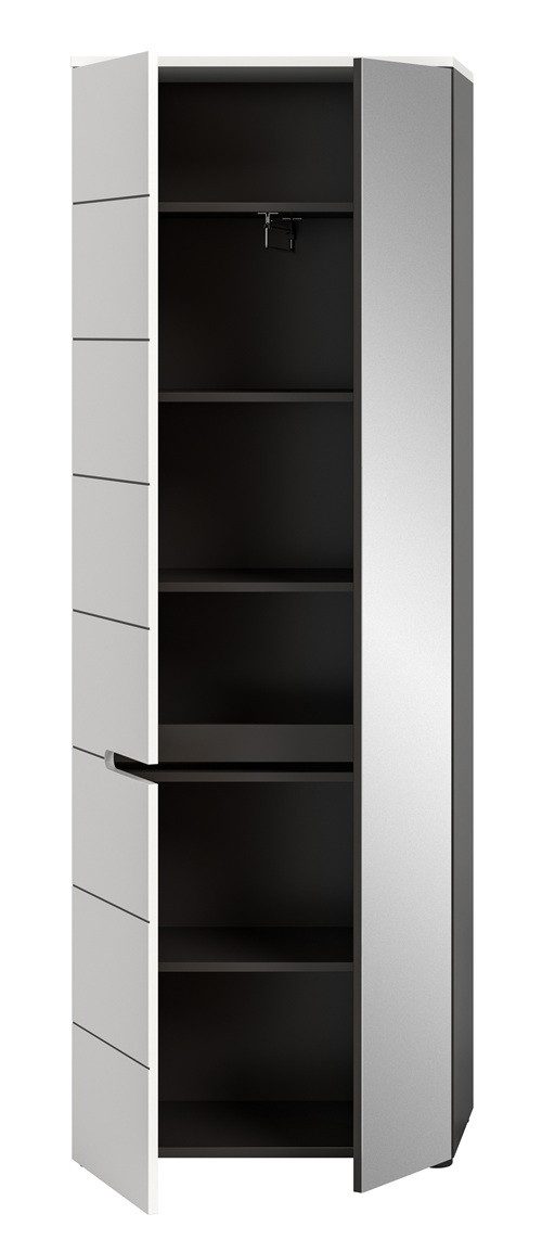 xonox.home Kleiderschrank Garderobenschrank Canu, Weiß / Basalt grau Spiegeltür