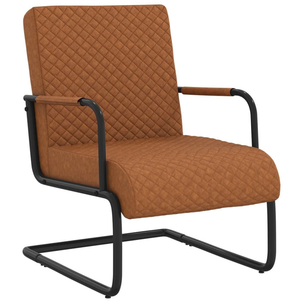 Sessel Freischwinger Mattbraun Kunstleder