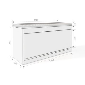 Platan Room Garderoben-Set, (Garderobenpaneel & Schuhschrank & Hängeschrank 100 cm), Flurgarderobe Flur Eiche Holz Weiß