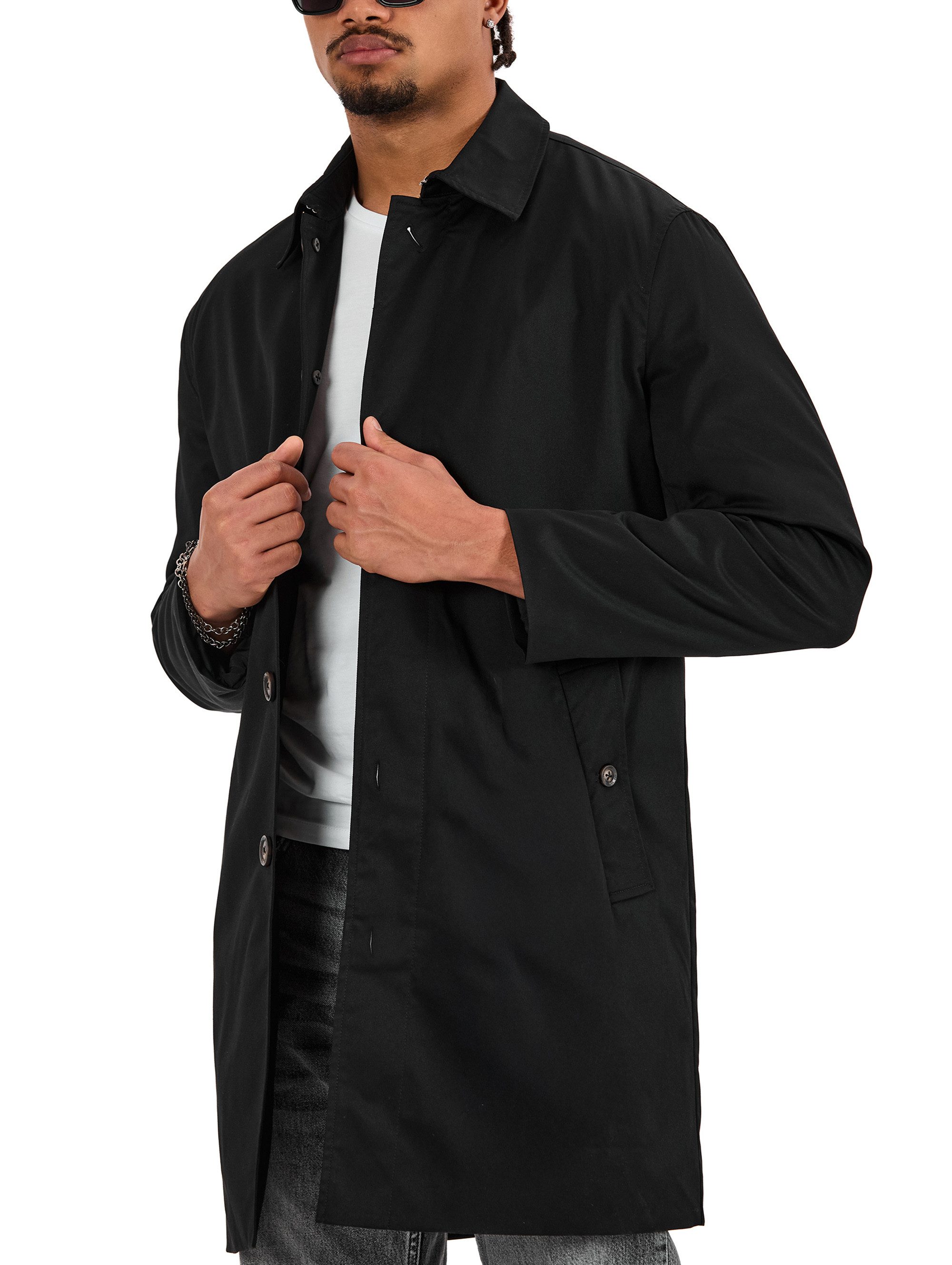 RedBridge Kurzmantel mit Hemdkragen und Knopfleiste Casual Look Gerade Passform, seitliche Eingrifftaschen, minimalistisches Design