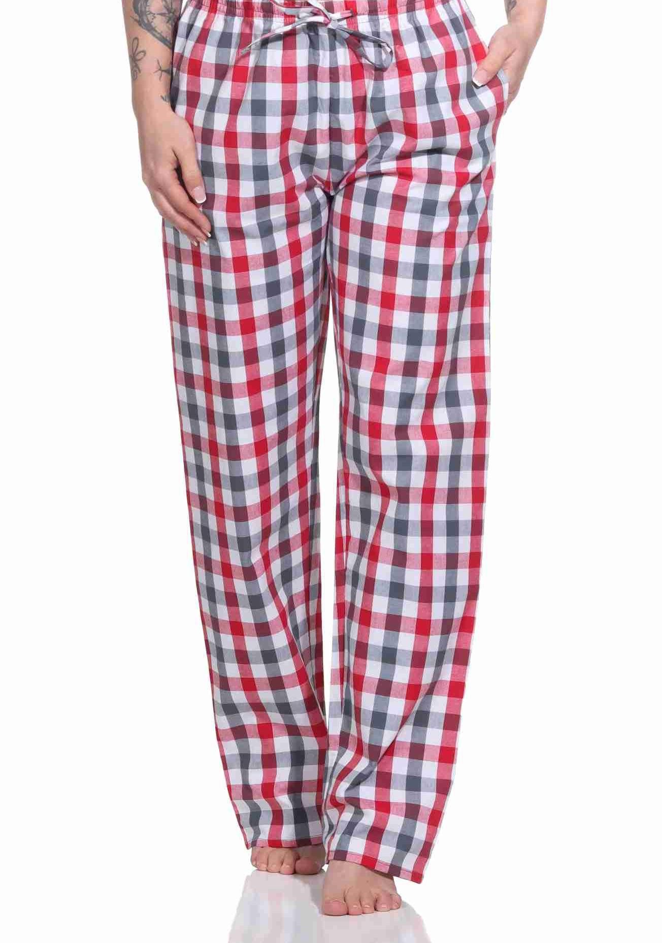 Normann Pyjama Damen Schlafanzug Hose lang gewebt aus Baumwolle – ideal zum relaxen
