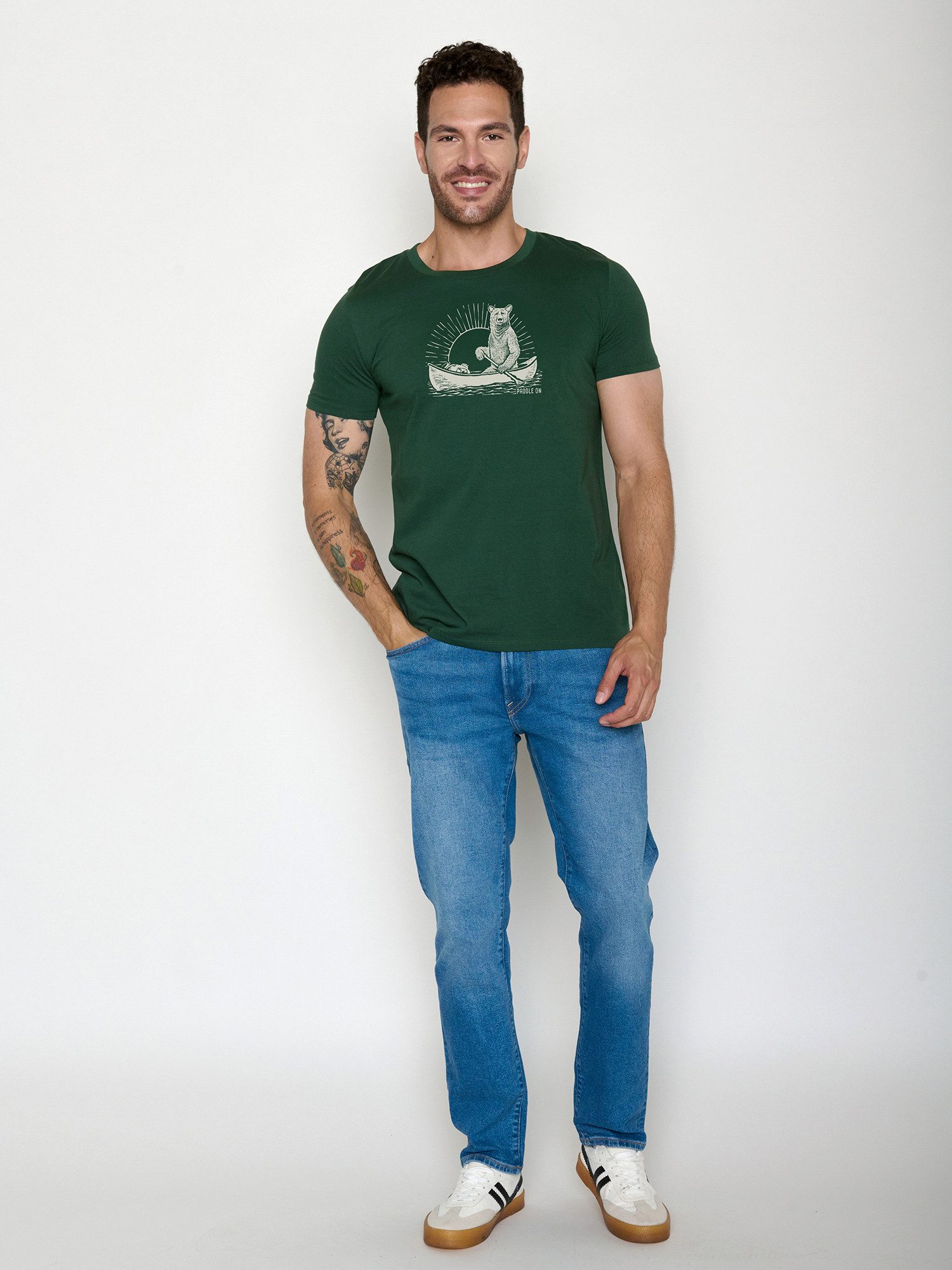 GreenBomb T-Shirt Guide Bear Canoe (1-tlg., 1) klassischer Schnitt, tailliert, Rundhalsausschnitt, Bio-Baumwolle