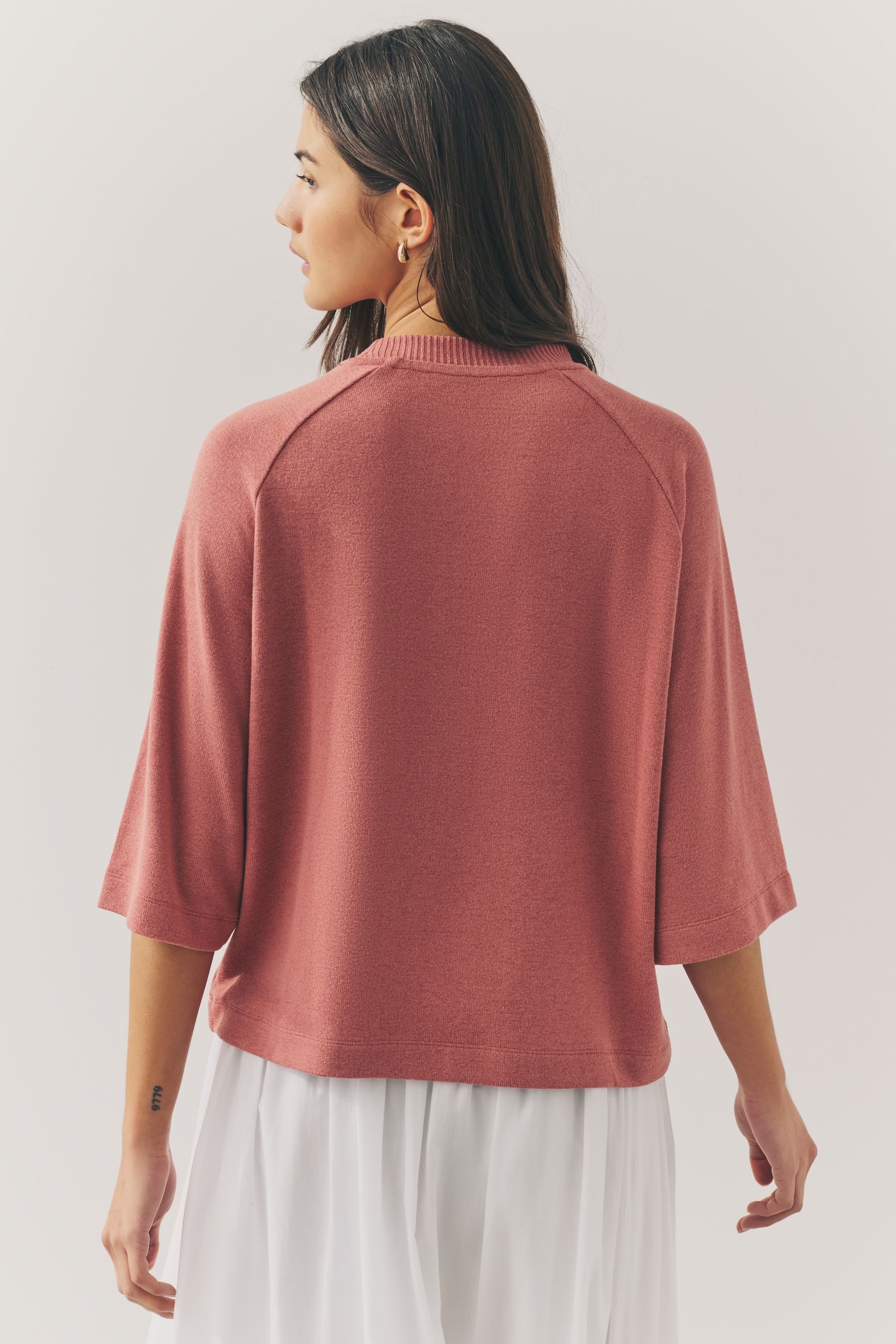 Next Rundhalspullover Kastiger Kurzarmpullover mit Rundhalsausschnitt günstig online kaufen