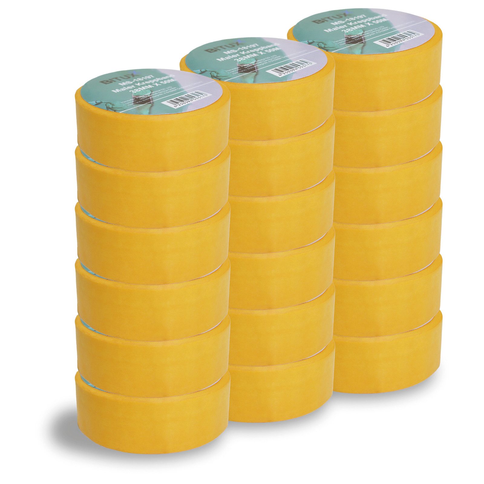 Bituxx Kreppband 18x Maler Kreppband 38 mm (Spar-Set, 18-St., MS-18422)