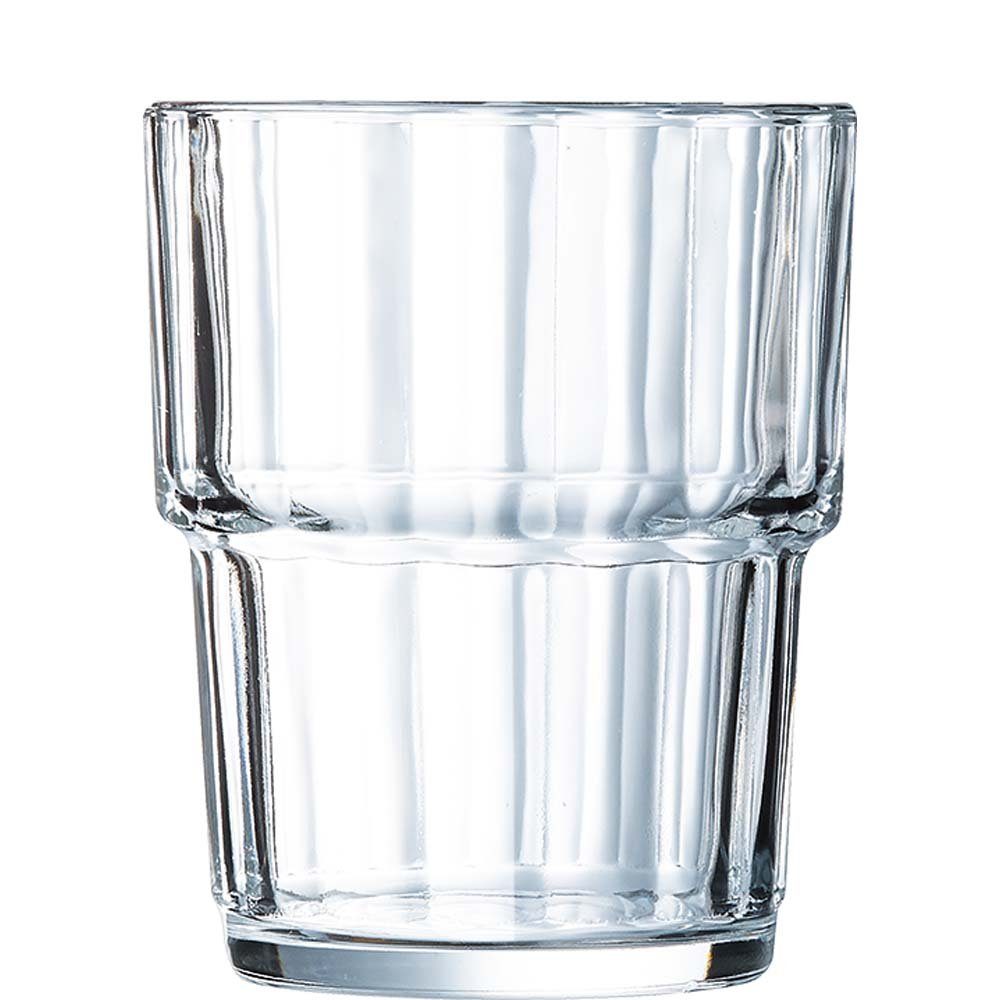 Arcoroc Tumbler-Glas Norvege, Glas gehärtet, Tumbler Trinkglas stapelbar 160ml Glas gehärtet transparent 6 Stück ohne Füllstrich