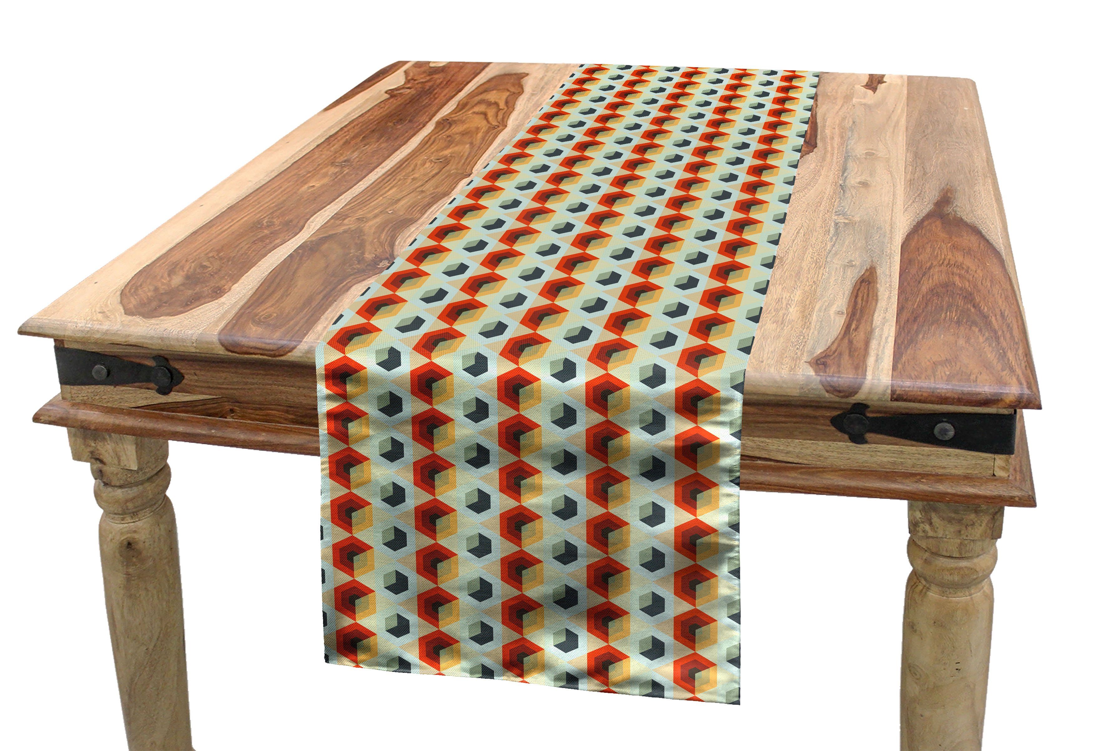 Abakuhaus Tischläufer Esszimmer Küche Rechteckiger Dekorativer Tischläufer, Geometrisch Hexagonal Comb Moderne
