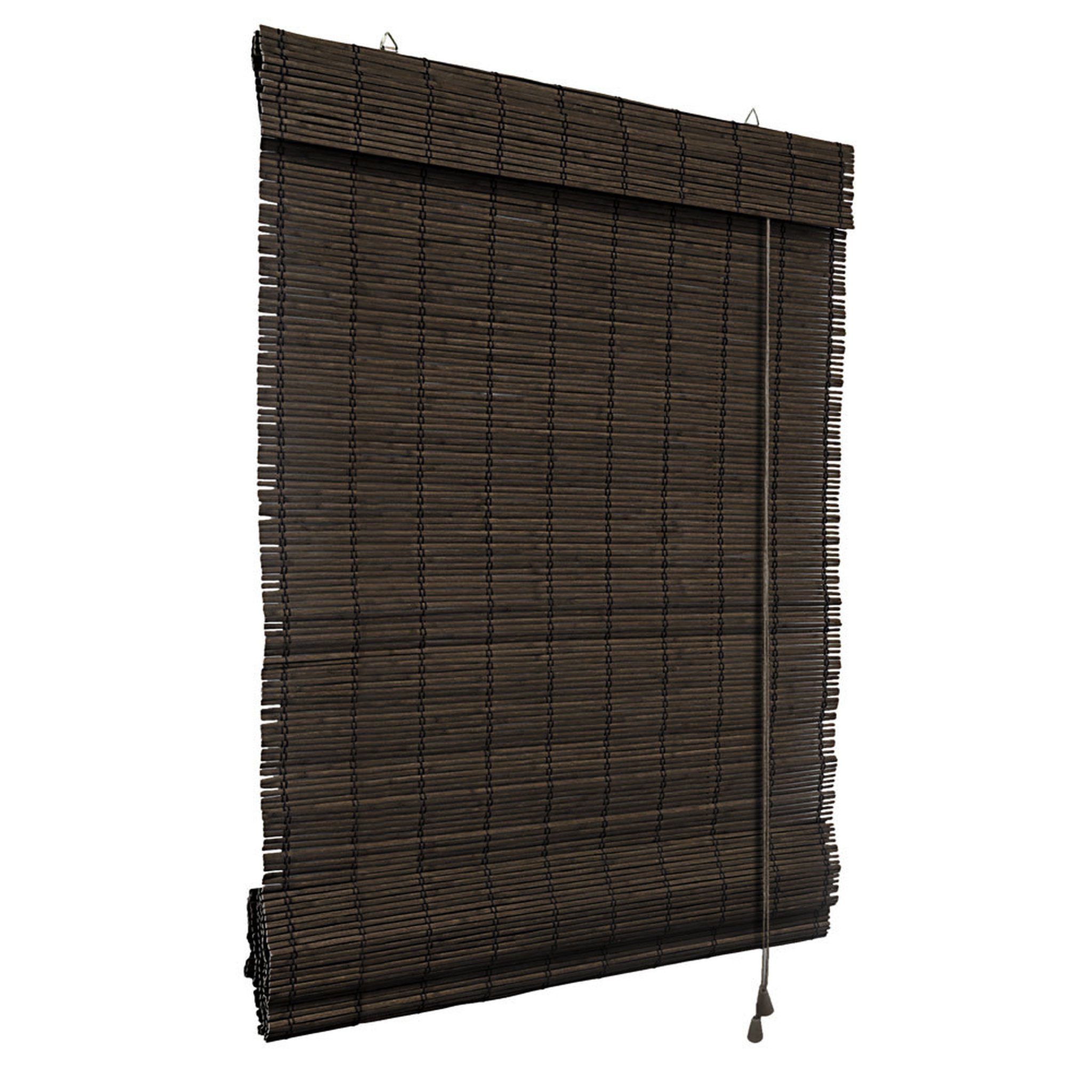 Victoria M. Raffrollo Bambus-Raffrollo, 40 x 130 cm, dunkelbraun, mit Hakenaufhängung, ohne Bohren, freihängend, zum Schrauben, Bambus