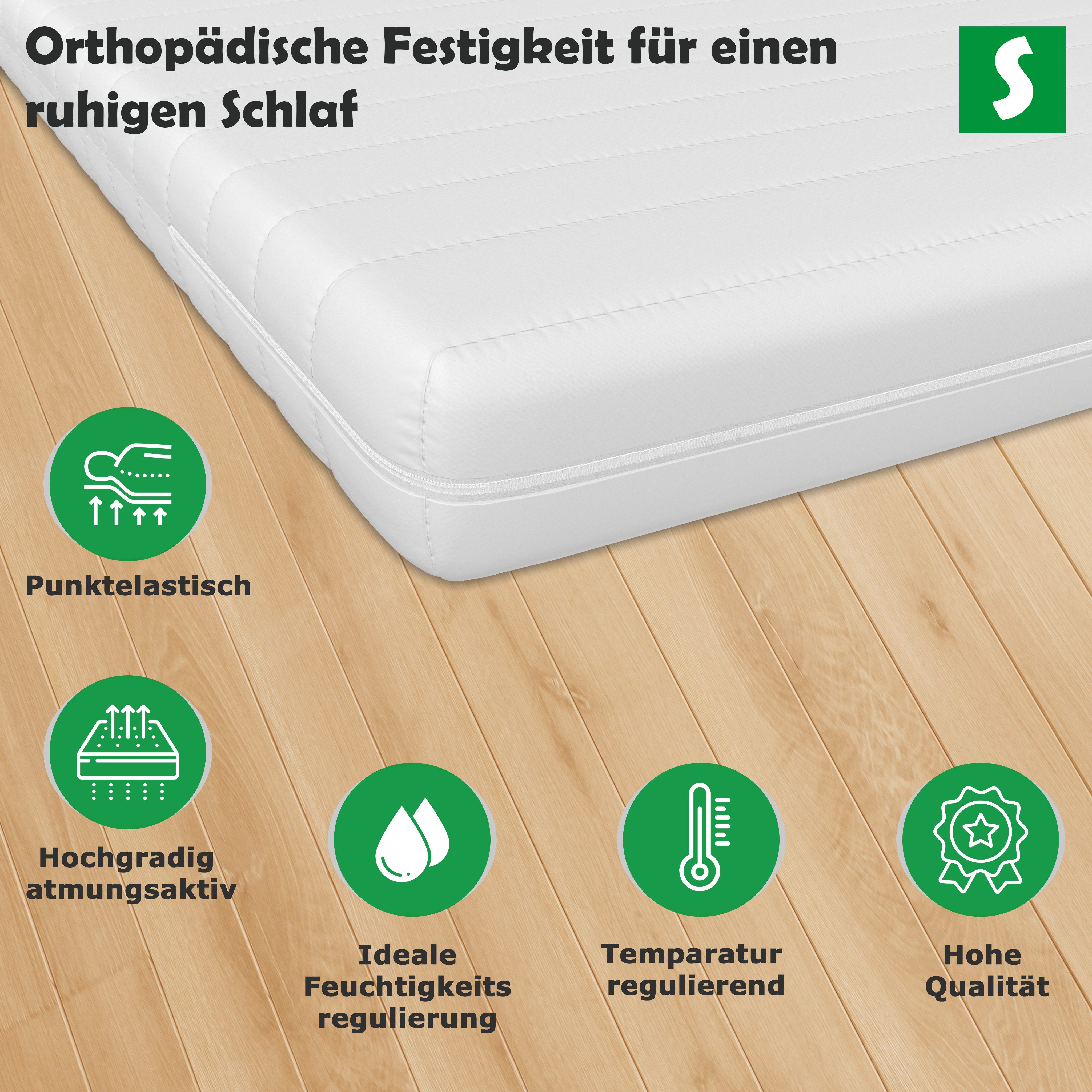 Kaltschaummatratze 15 cm hoch, H2/H3, 7-Zonen Matratze, Allergikerfreundlich, Schlaftroll, 15 cm hoch, 140x200 cm, 90x200 cm, 180x200 cm und weiteren größen – Bild 5 von 5