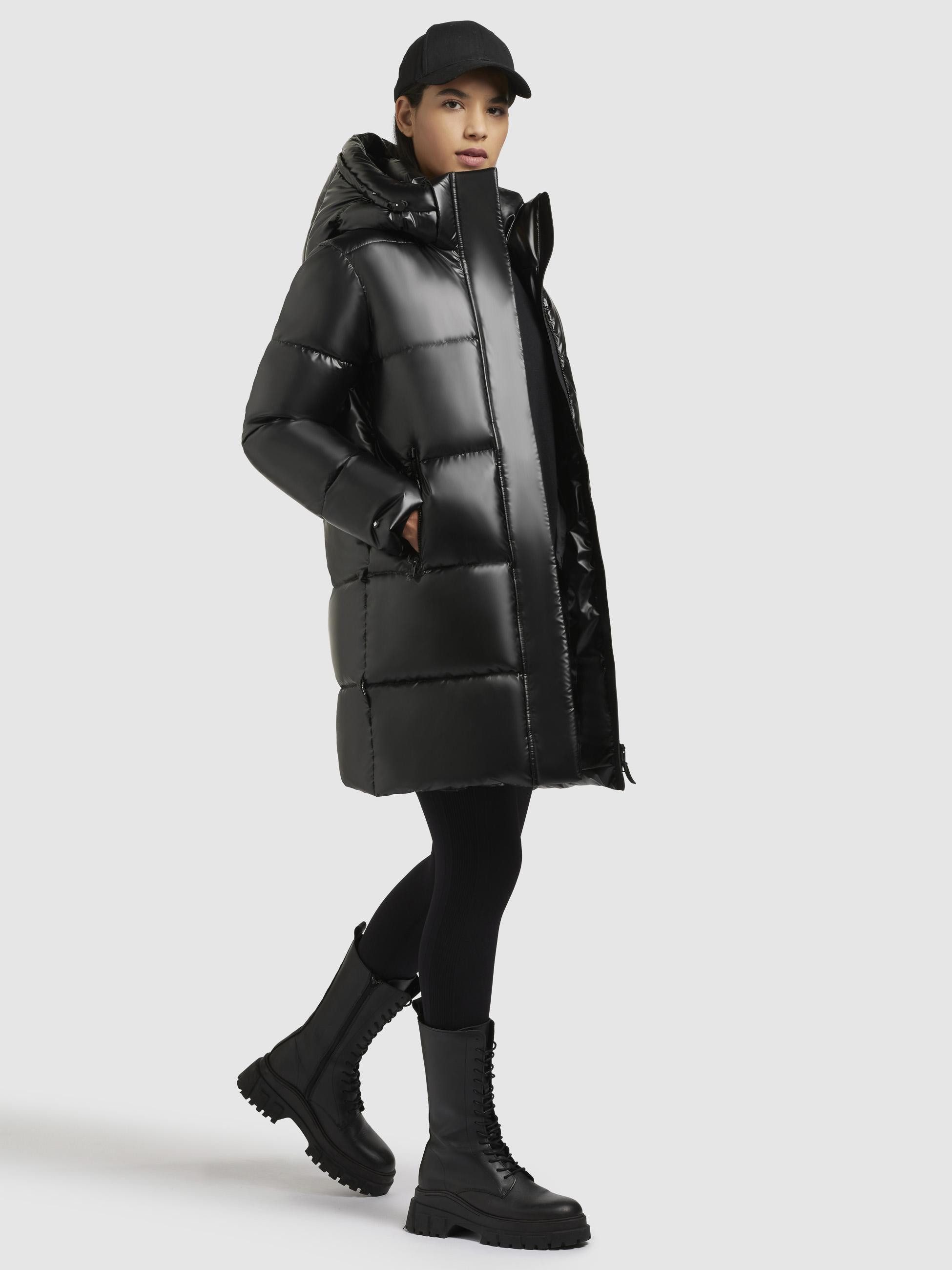 khujo Steppmantel Haya Shiny-YM Wasserdichter gesteppter Damen Winter Kurzmantel