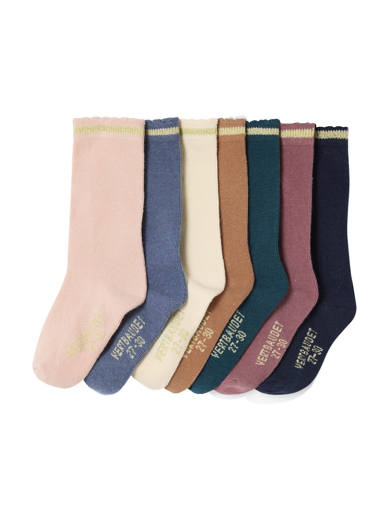 vertbaudet Socken Mädchen Socken, Glitzerstreifen BASIC 7er-Pack