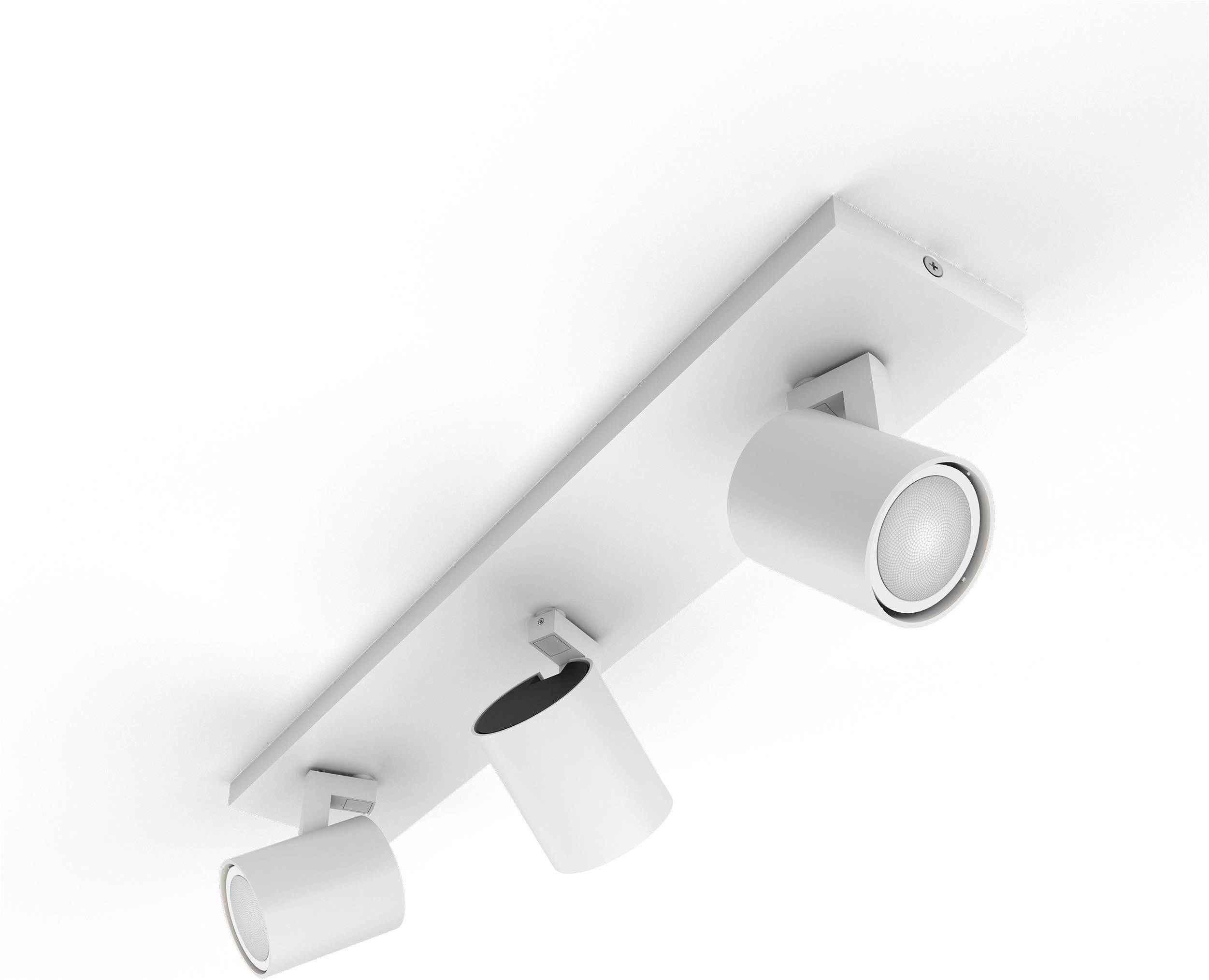 Philips Hue LED Deckenspot White Ambiance Runner 3er Aufbauspot, Abschaltautomatik, Bluetooth, CCT - über Fernbedienung, Dimmer, Dimmfunktion, Einschlafhilfe, Farbsteuerung, Farbwechsel, Fernbedienung, Infrarot inkl., Memory, nach Trennung vom Netz, Nachtlichtfunktion, Smart Home, Timerfunktion, Weckerfunktion, dimmbar über Fernbedienung, mehrere Helligkeitsstufen, LED wechselbar, warmweiß - kaltweiß, App- & Sprachsteuerung, Smart Home, versch. Weißtöne, inkl. Dimmer