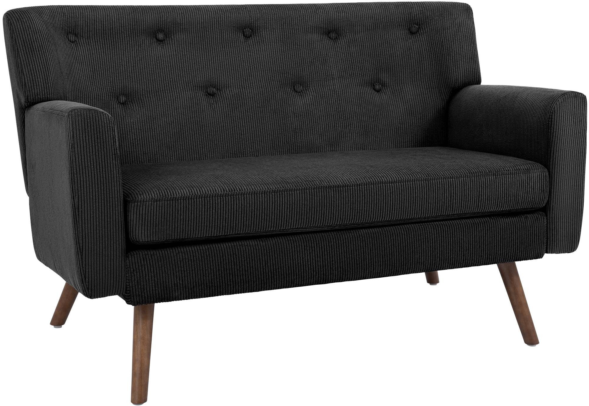 CLP Sofa Kioni, Cordbezug, Kautschukholz, bis 240 kg belastbar