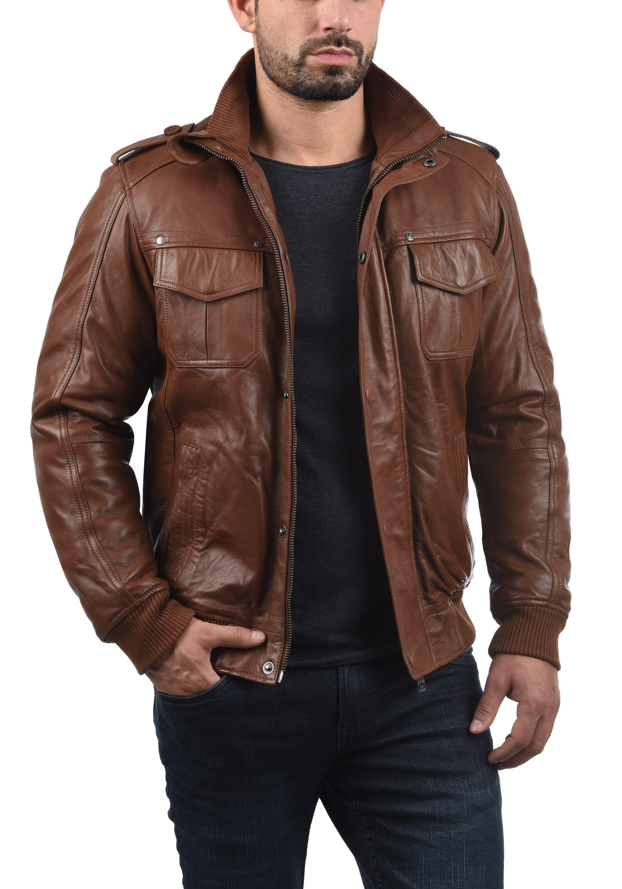 !Solid Lederjacke SDCamash Lässige Bikerjacke mit Stehkragen
