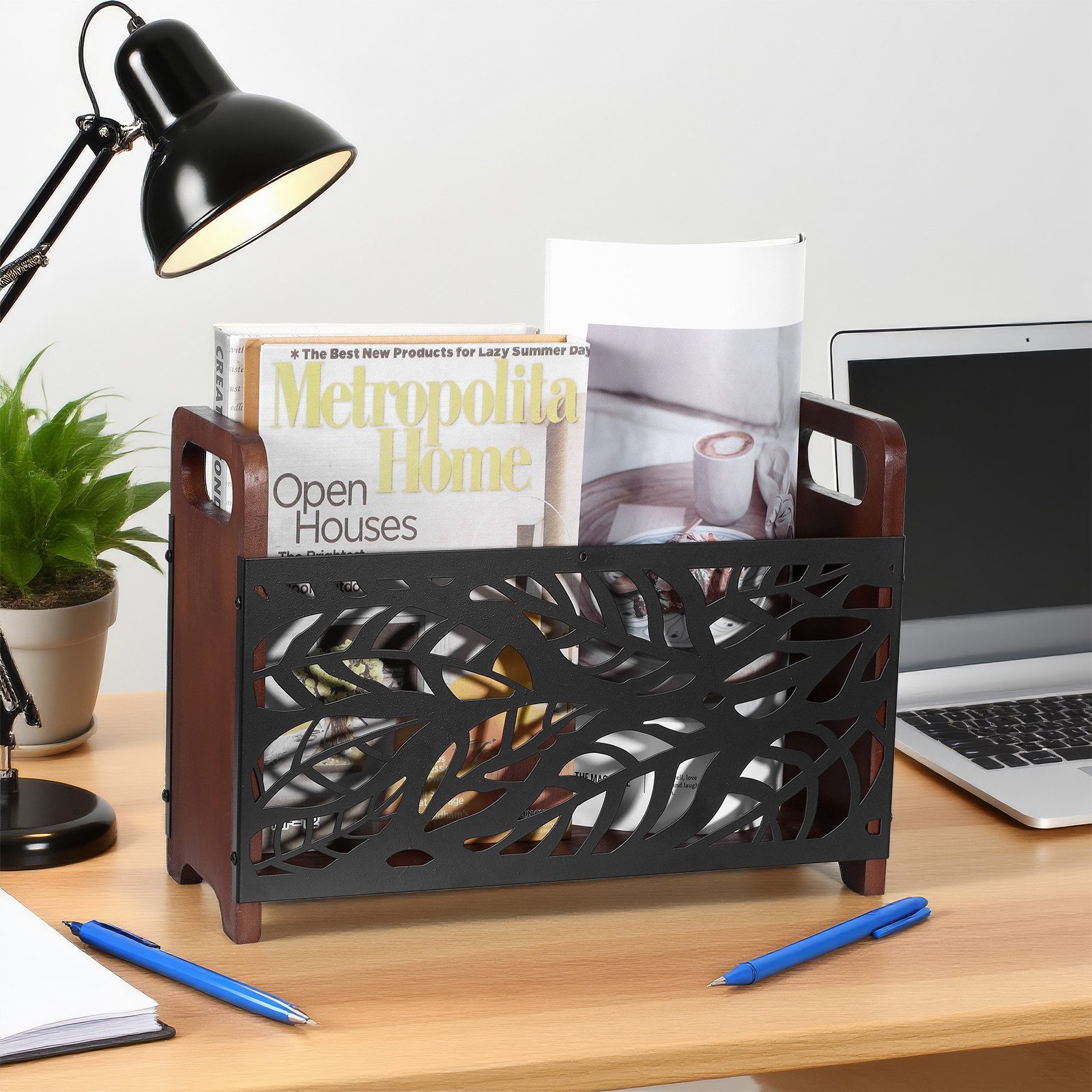 BlingBin Журнальная стойка Zeitschriftenhalter, Holz Magazinständer Zeitungshalter Bücherregal (1er Set, 1 St., 33 x 23,5 x 13 cm), Zeitschriftensammler, Хранилищаskorb Magazinsammle für Büro Zuhause