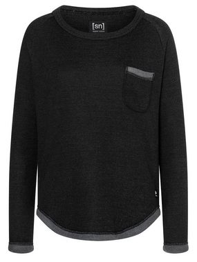 SUPER.NATURAL Sweatshirt Merino Sweatshirt W KNIT CREW mit kontrastfarbenen Details, feinster Merino-Materialmix