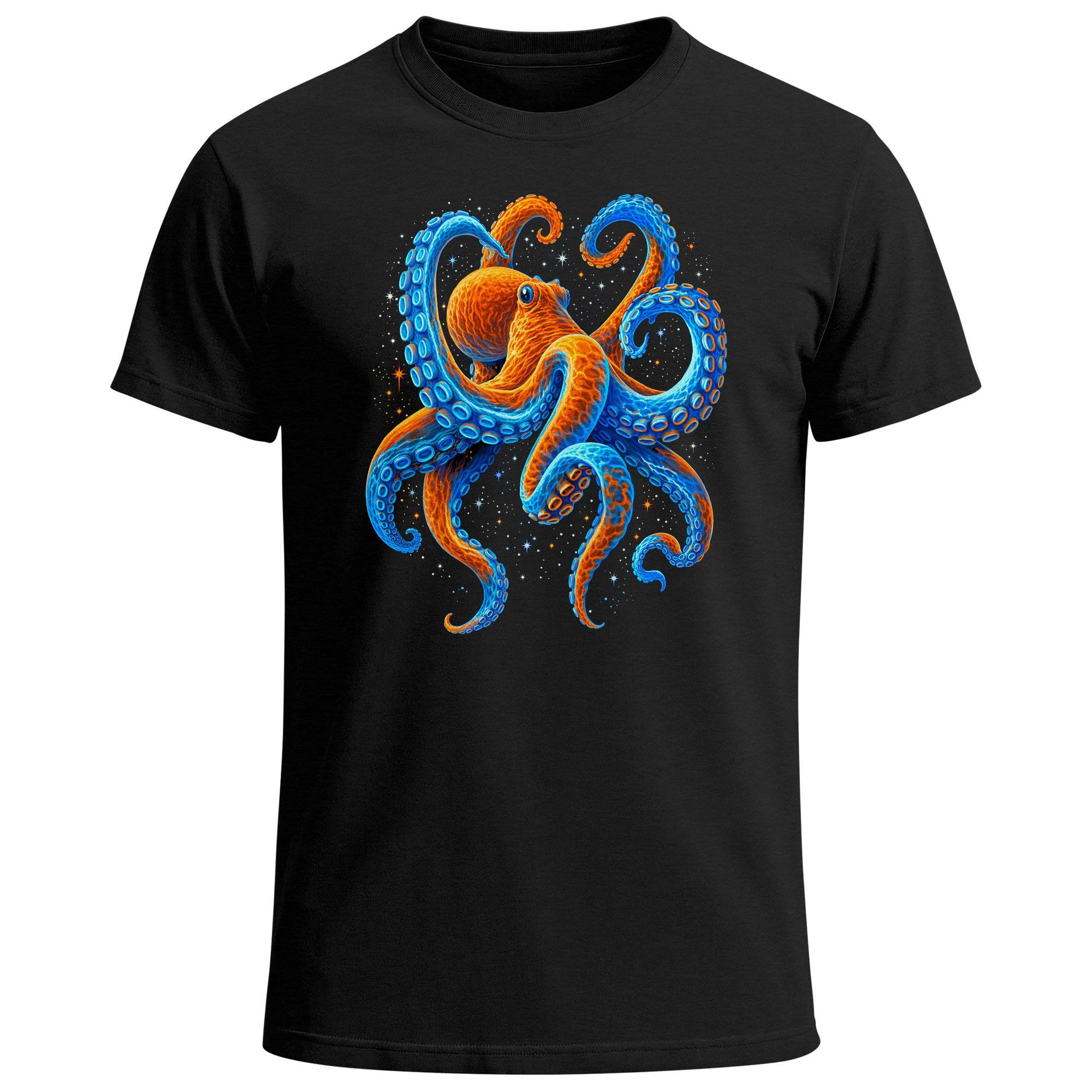 Print-Shirt Herren T-Shirt Oktopus Tintenfisch Grafik Print Maritim Grafikshirt