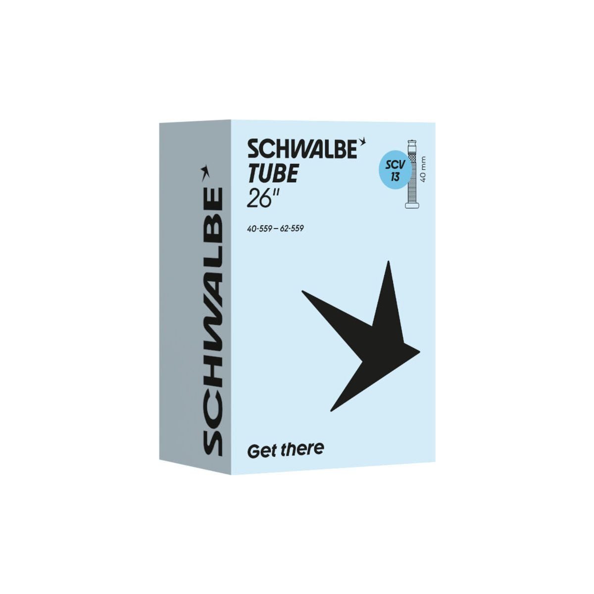 Schwalbe Fahrradschlauch Schwalbe Schlauch SCV13, Zuverlässiger Fahrradschlauch für 26-Zoll-Mountainbikes mit SCV