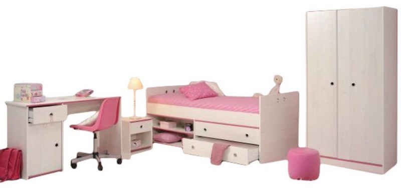 Kindermöbel 24 Komplettschlafzimmer Kinderzimmer Smoozy Parisot 4-teilig weiß