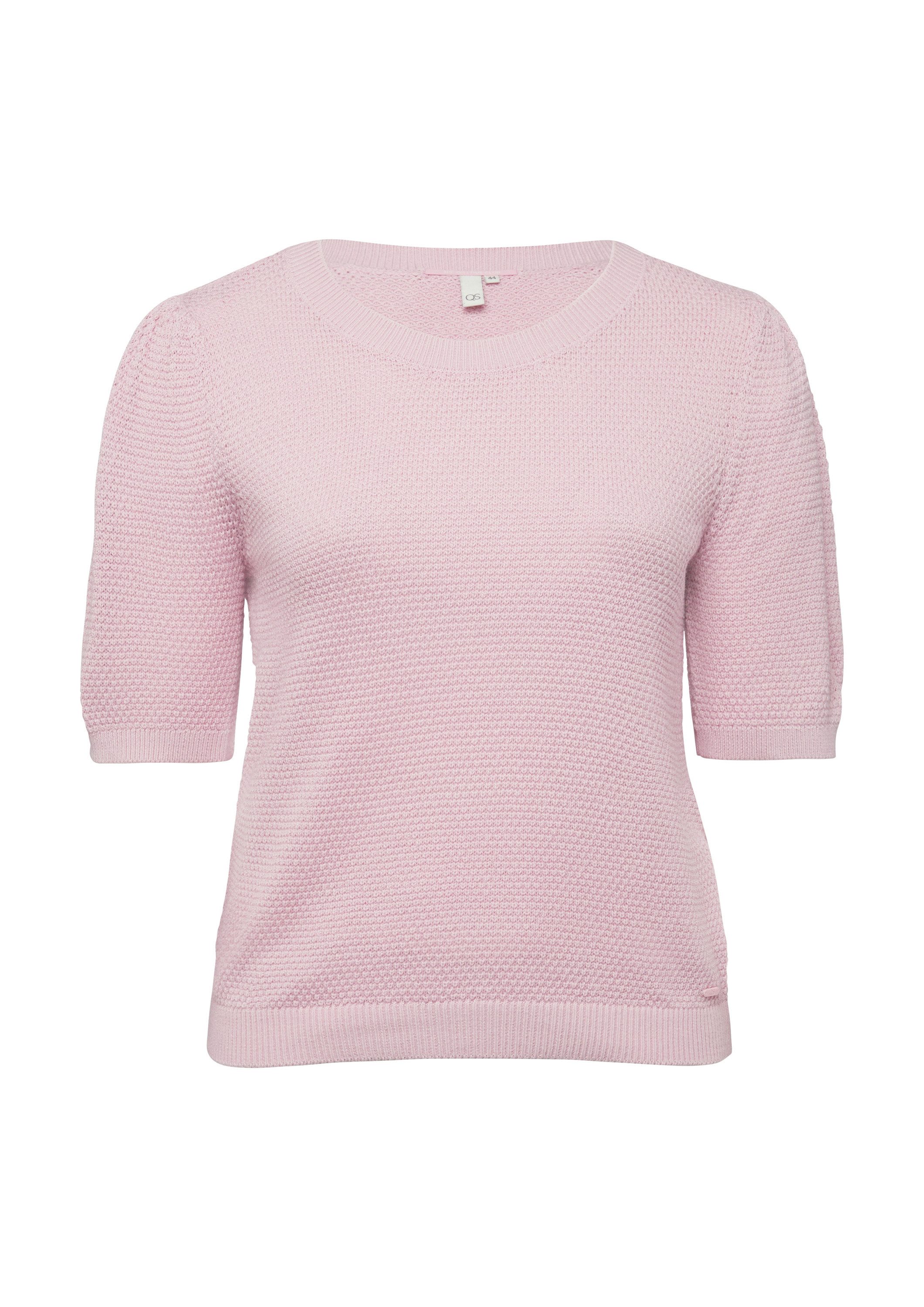 QS Kurzarmpullover Strickpullover Strukturierter Pullover günstig online kaufen