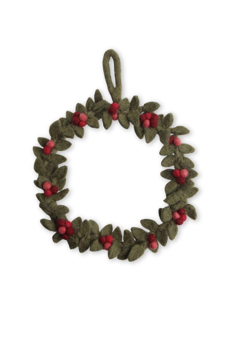 Gry & Sif Hängedekoration Filz-Dekokranz - BEEREN - grün günstig online kaufen