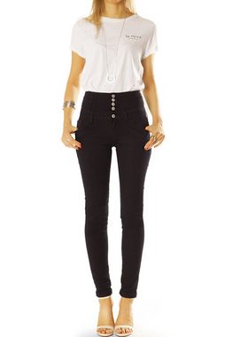 be styled High-waist-Jeans High Waist Röhrenjeans Hosen mit langer Knopfleiste - Damen - j10f High Waist, mit Stretch-Anteil, 5-Pocket-Style