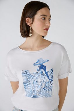 Oui T-Shirt T-Shirt elastische Modal- Baumwollmischung