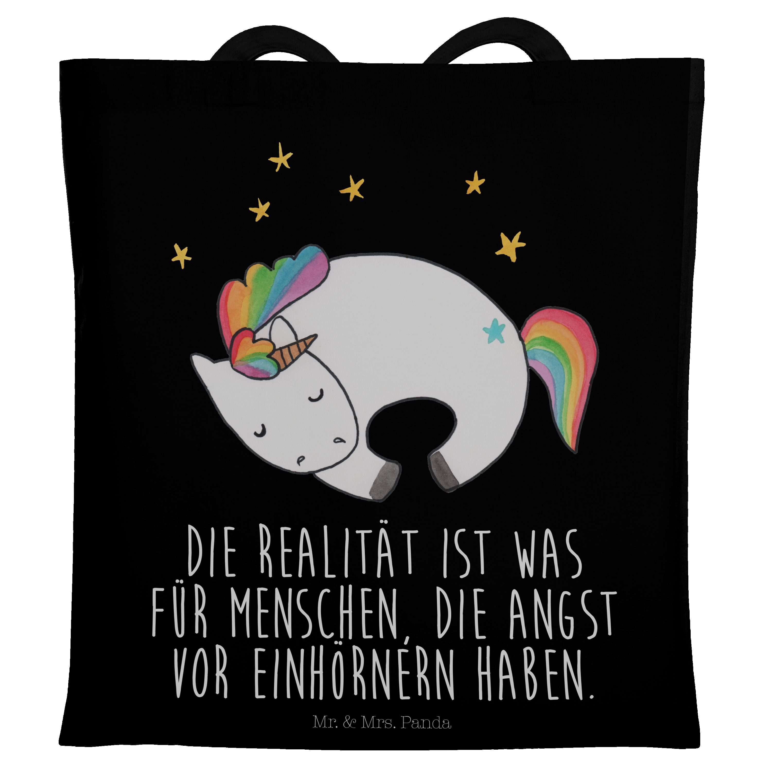 - - & Panda Einhorn Geschenk, Einkaufstasche, Mr. Tragetasche Ruhe, Mrs. Nacht (1-tlg) Schwarz Einhörner,