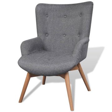 vidaXL Sessel Sessel mit Fußhocker Grau Stoff