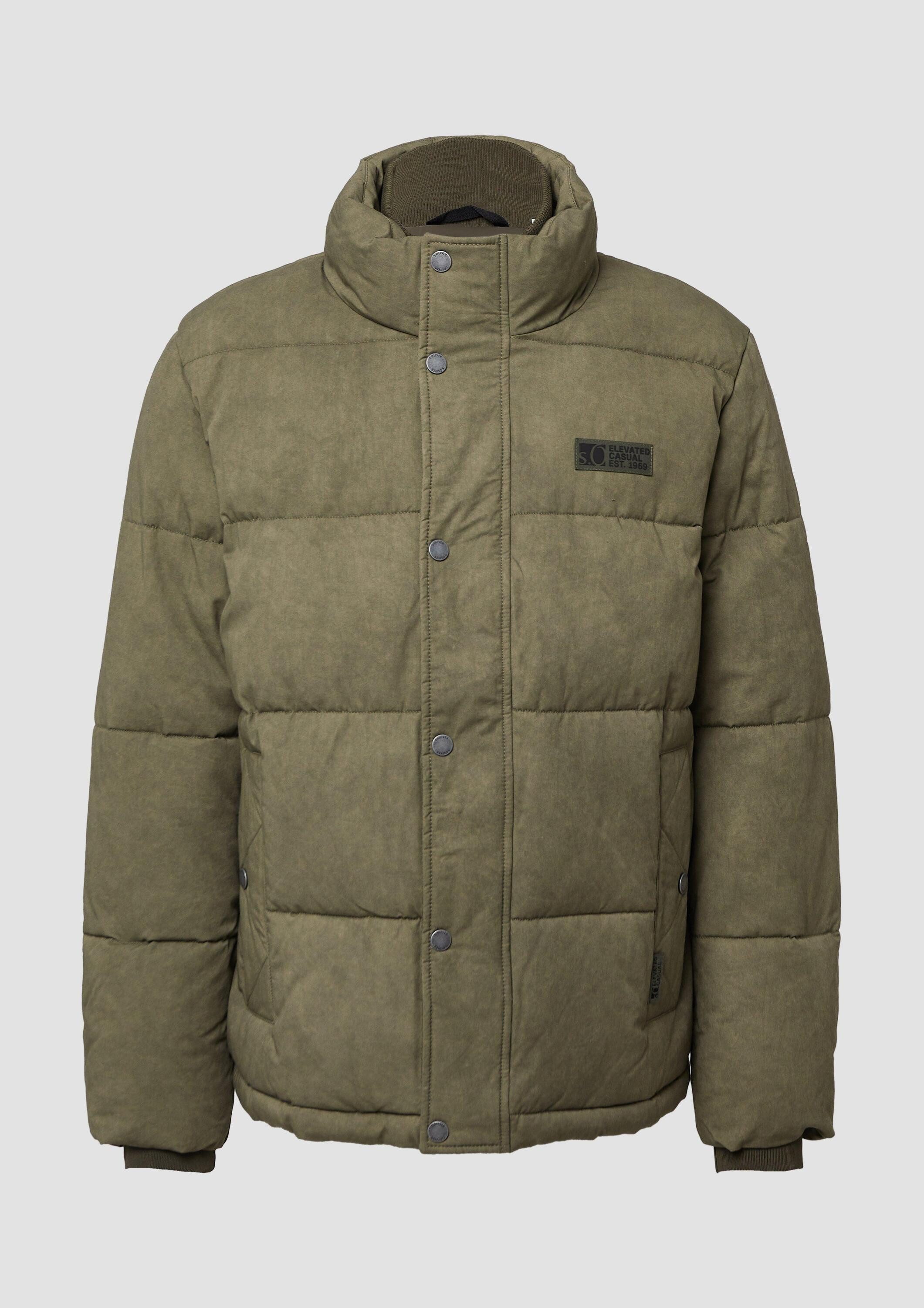 s.Oliver Winterjacke Outdoor-Jacke Gewaschene Pufferjacke aus Baumwolle mit Strickkragen