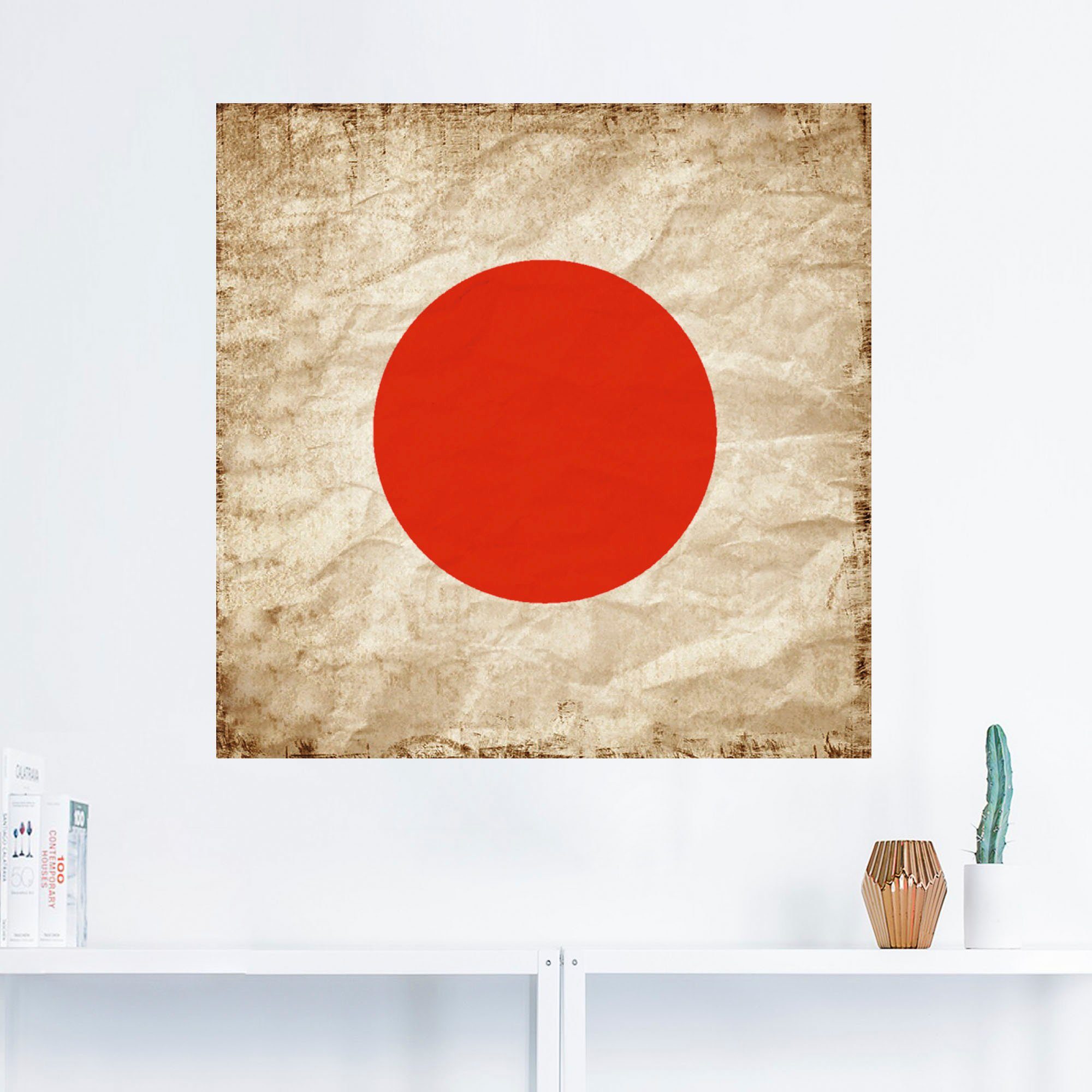 in Alubild, oder St), Größen Leinwandbild, Poster (1 versch. Flagge Wandaufkleber Artland Symbol, Japanische Zeichen Japan als Wandbild