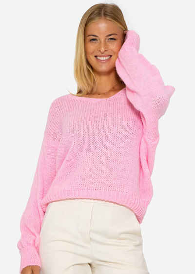 SASSYCLASSY Вязаные свитера Lässiger Пуловеры mit V-Ausschnitt Oversize Пуловеры aus weichem Grobstrick - Made in Italy