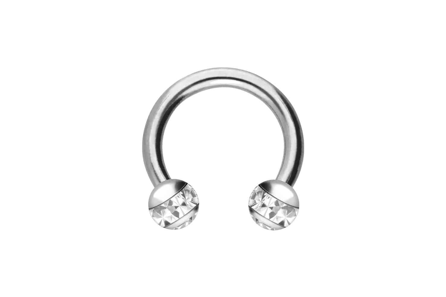 Nasenpiercing Titan Hufeisenring EPOXY-RING-KUGELN + KRISTALLE