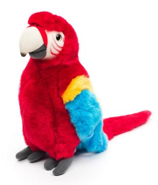 Uni-Toys Kuscheltier Papagei - rot oder blau - 28 cm (Höhe) - Plüsch-Vogel - Plüschtier, zu 100 % recyceltes Füllmaterial