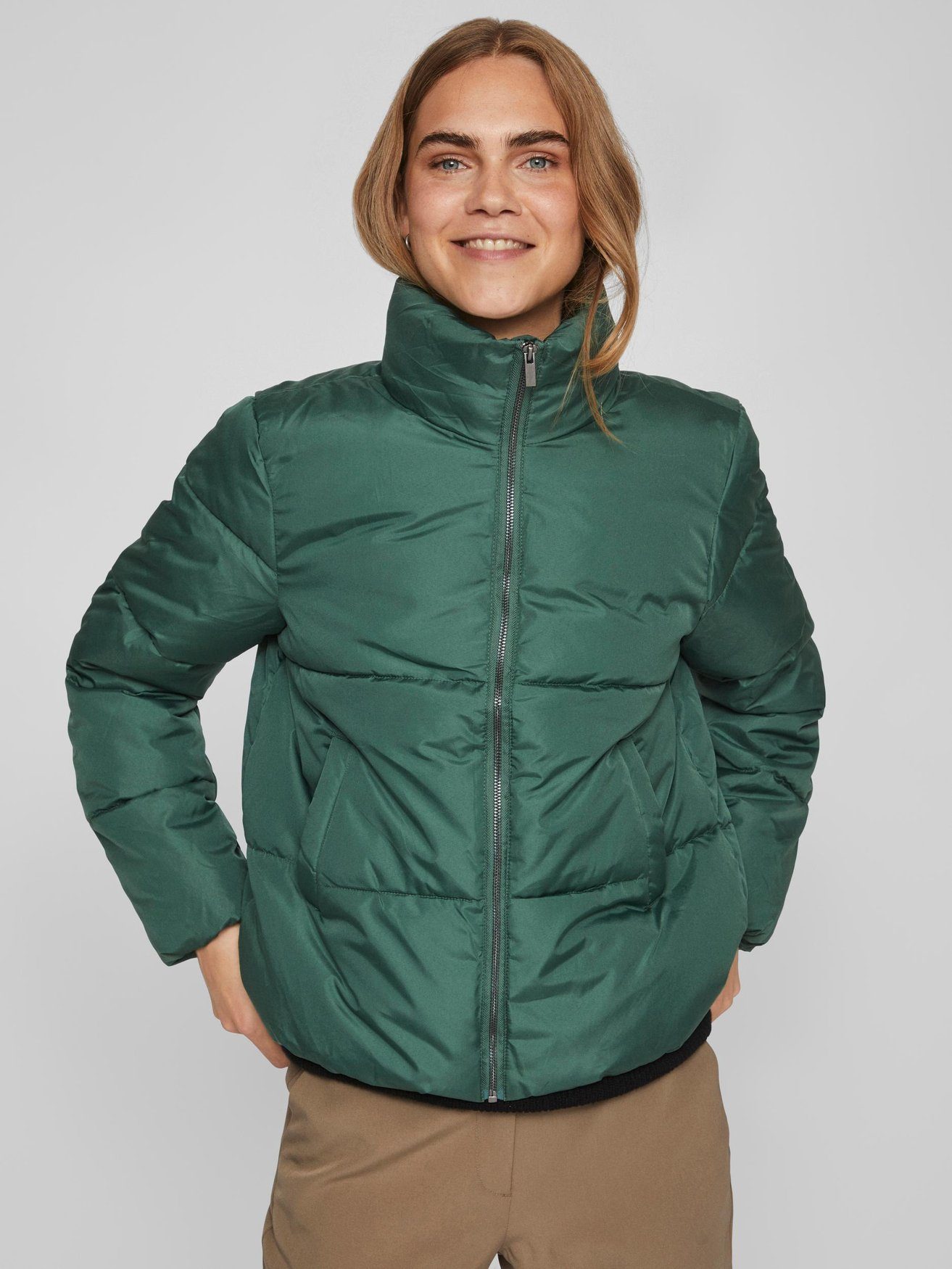 Vila Button Front Short Lightweight Jacket in Natural