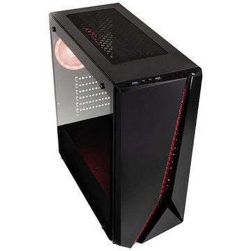 Kolink PC-Gehäuse Midi-Tower, Tempered Glass, 1 Vorinstallierter LED Lüfter, Integrierte Beleuchtung, Staubfilter