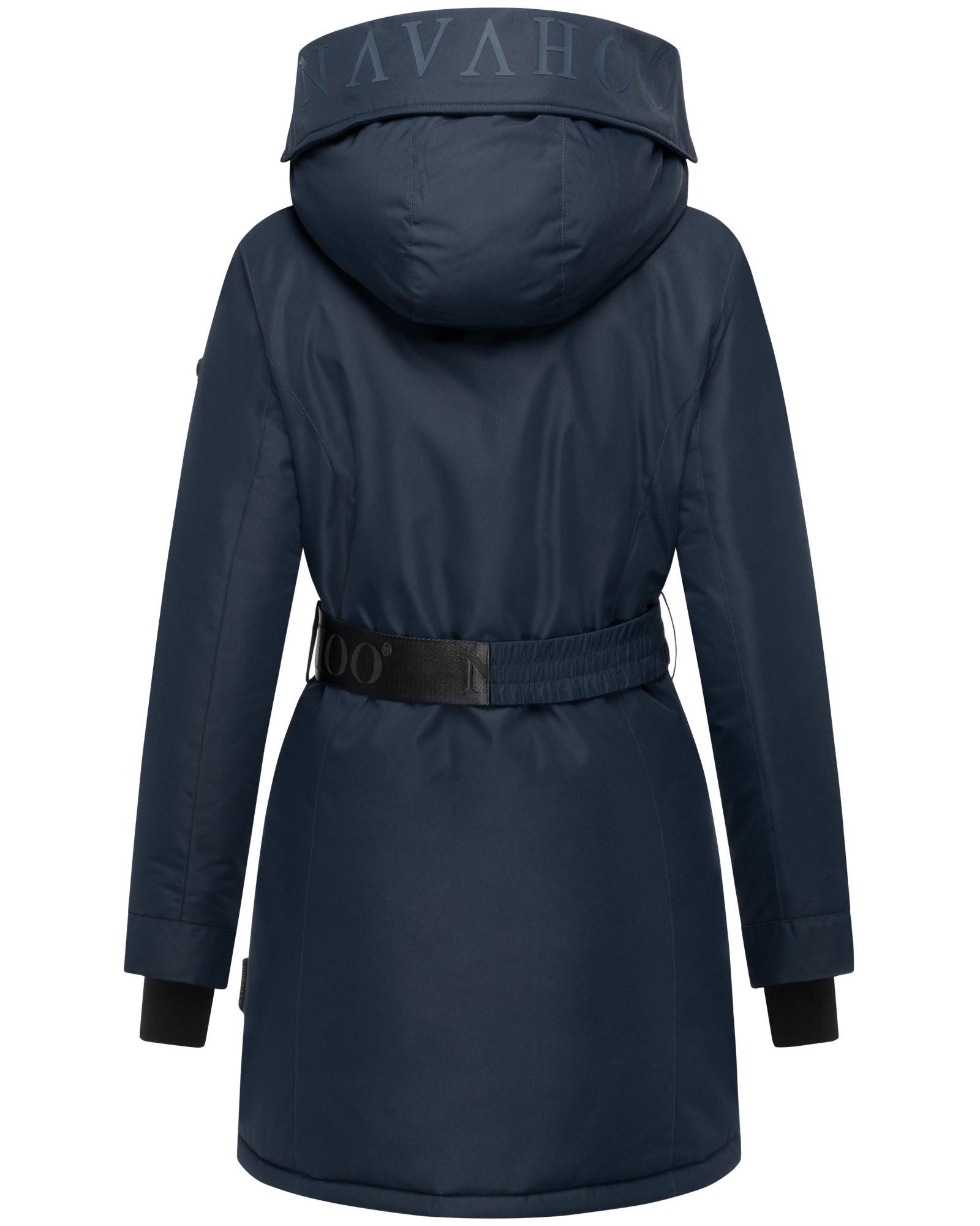 Navahoo Wintermantel Frostkuss 14 Warmer Damen Mantel mit abnehmbarer Kapuze und Taillengürtel