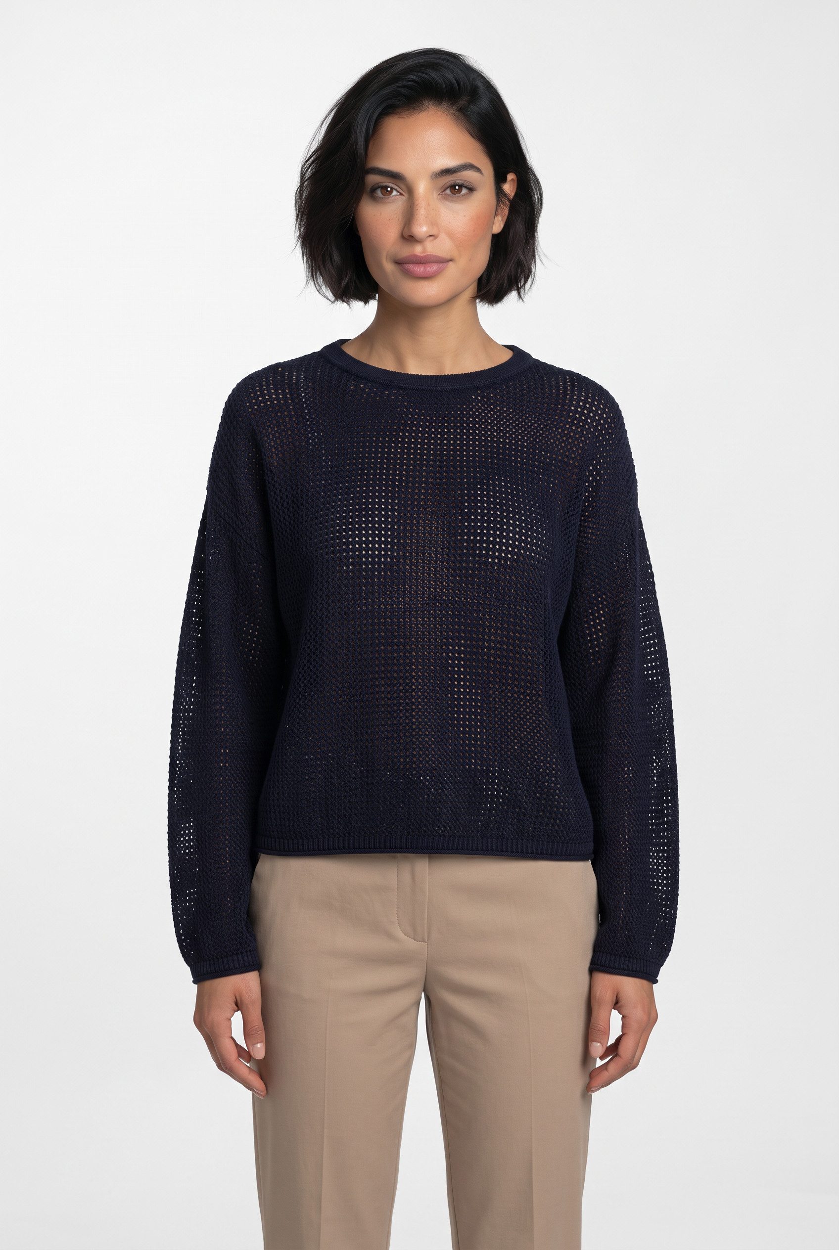 BOSS ORANGE Strickpullover Farde Premium Damenmode in Mesh-Struktur, Relaxed Fit