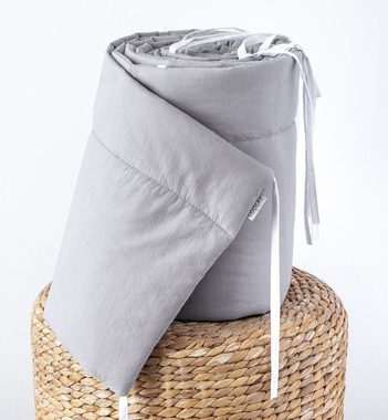 Loolay Bettnestchen 100% GRAU BIO-Baumwolle Atmungsaktives Babybett BETTUMRANDUNG, (Umrandung Kopfschutz Bettschlange 420, 360, 210, 180 x 30cm, Babyausstattung Baby und Neugeborene Premium GESCHENK), LOOLAY® - 100% Europäische Stoffe und Kleinserien-Nähen!, Handmade!