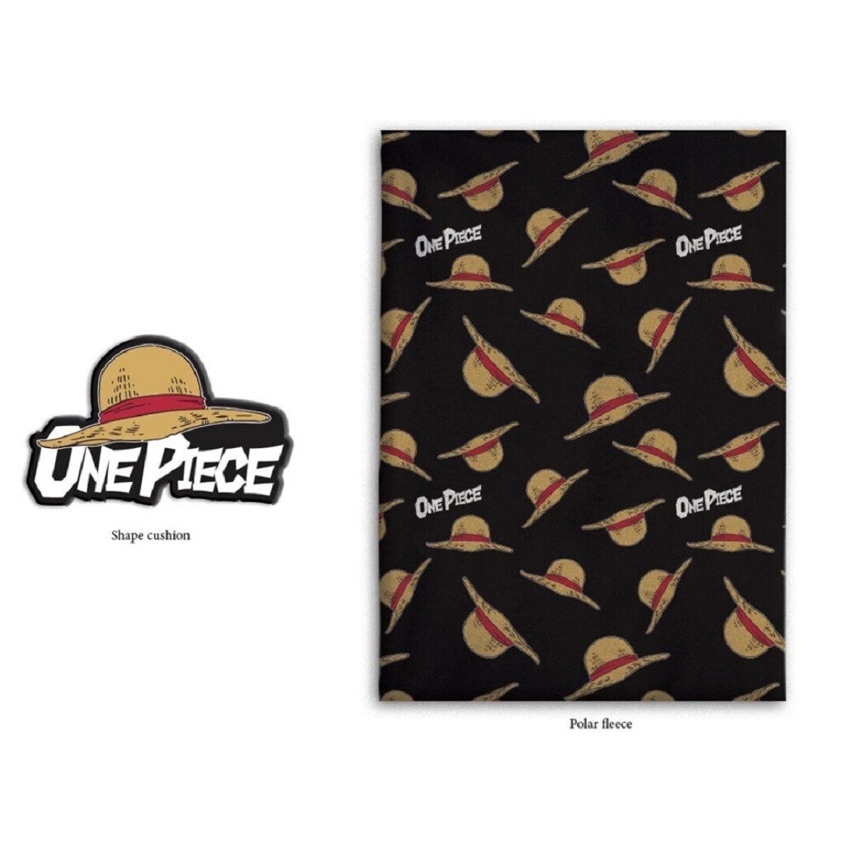 Wohndecke Schlafset – Kinderdecke mit Kissen für Zuhause & Reisen 140x100 cm, One Piece Anime