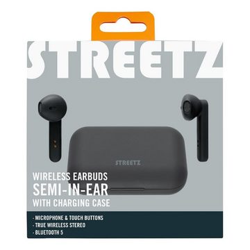 STREETZ TWS-104 Bluetooth Semi-In-Ear Kopfhörer Kabellos Touchcontrol Kopfhörer (integriertes Mikrofon, inkl. 5 Jahre Herstellergarantie)