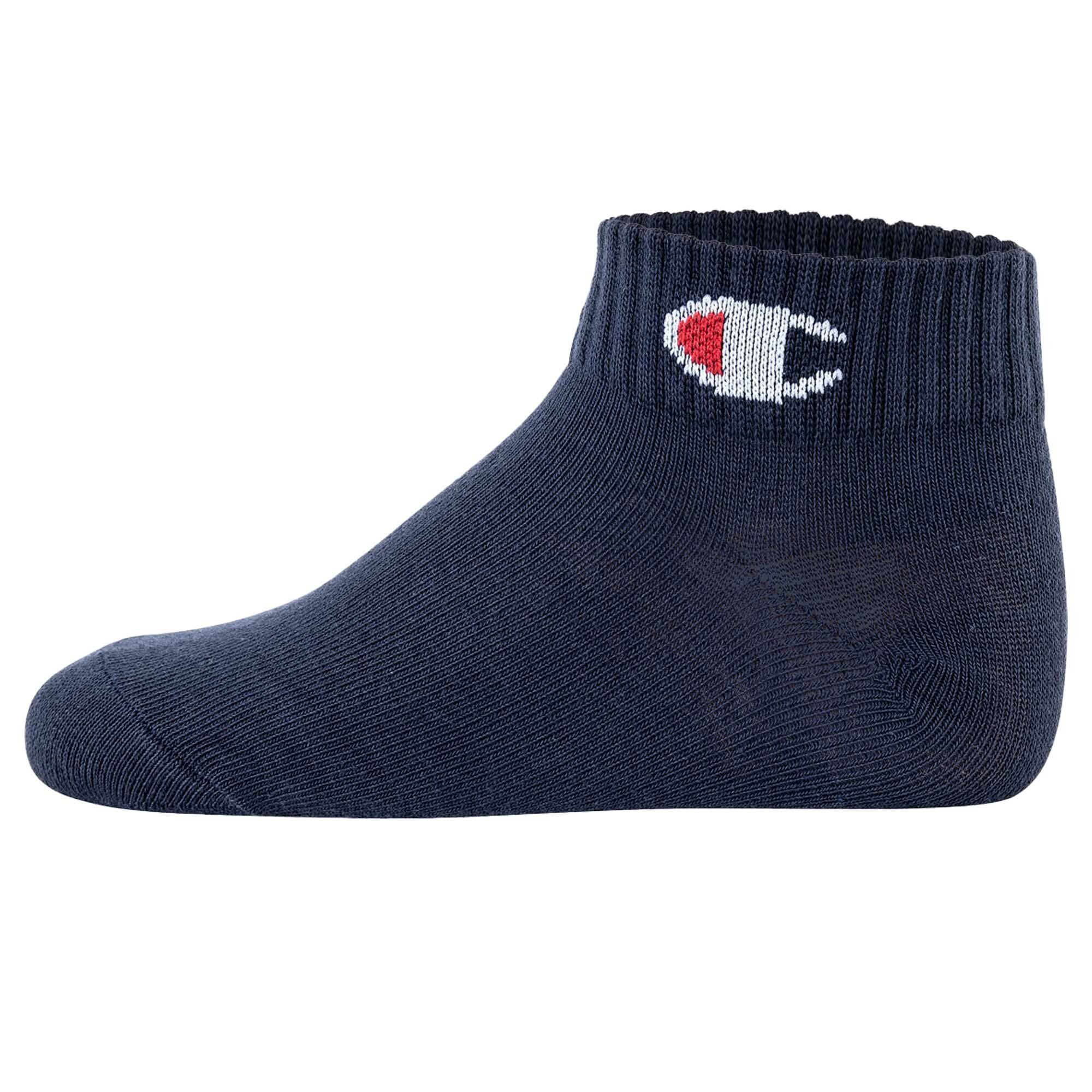 Champion Freizeitsocken Kinder Socken, Pack einfarbig - Quarter, 3er Blau/Weiß/Grau Logo